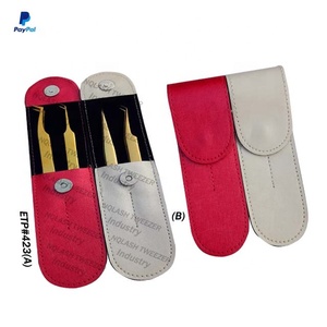 Prix de gros Kit de 3 pinces à épiler anti-magnétiques en acier inoxydable avec revêtement velours / Étui pour pinces à épiler à cils multicolores brillantes - Product Image 3