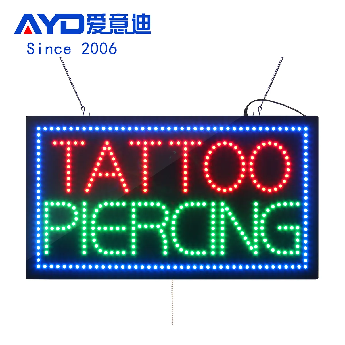 Fabrikant Op Maat Led Teken Open Tattoo Piercing Winkel Led Teken Voor Boord Indoor Acryl Reclame 17*31 Inch Heldere Lichtbak