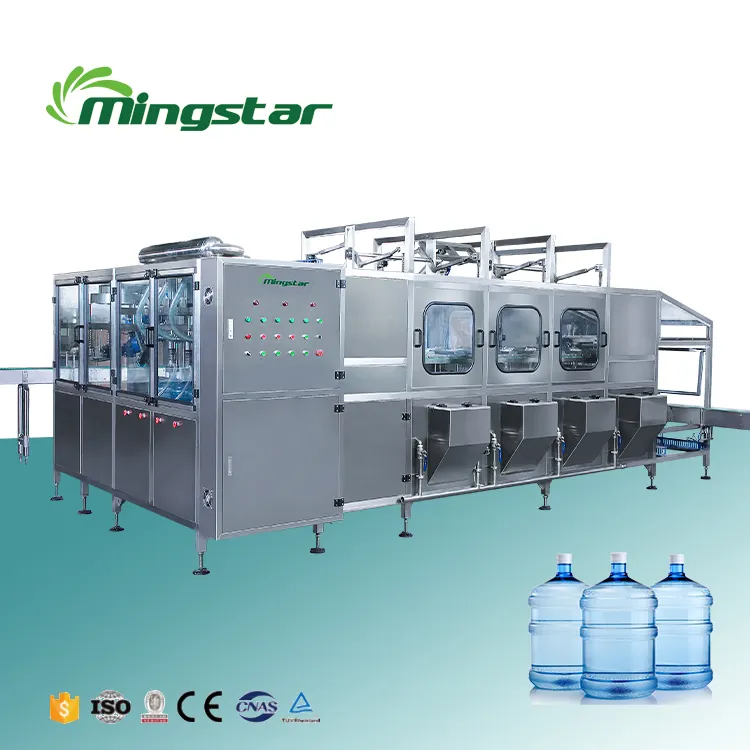 Fût entièrement automatique 600BPH machine de remplissage de ligne de production d'eau pure en bouteille de 5 gallons de 20 litres