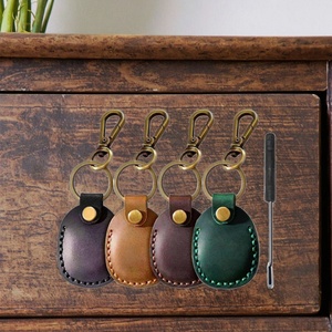 Vintage Genuine Full Grain <b>Leather</b> <b>Key</b> Finder Case Anti-Drop Tracker Device <b>Key</b> Ring <b>Chain</b> Holder Portable Protective Tag Cover - Product Image 3