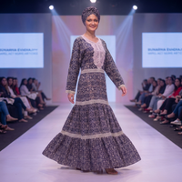 Robe longue maxi pour femmes, en viscose africaine, à imprimé floral, à manches longues, avec bordure en dentelle, élégante, décontractée, tenue traditionnelle, occasions spéciales, luxe