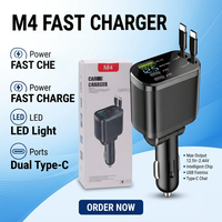 Pengisi Daya Mobil USB Retractable Pengisian Cepat 5 in 1 Adapter Portabel Tipe C PD 20W Pengisi Daya Mobil 4 in 1 Dengan Kabel