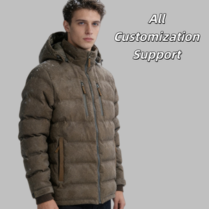 <span class=keywords><strong>Veste</strong></span> d'hiver pour homme, 100% polyester, tissu mélangé enduit, duvet de canard blanc, imperméable, coupe-vent, fermeture éclair, capuche, pour l'extérieur - Product Image 2