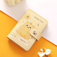 Porte-cartes en cuir PU personnalisé avec motif animal de dessin animé mignon, mini portefeuille à bouton-pression pour cartes, vente en gros