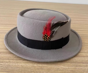 A111804 Sombrero de Fieltro de Lana 100% de Alta Calidad Personalizado al por Mayor con Decoración de Plumas, Sombrero Formal Unisex para Negocios, Gran Venta - Product Image 2