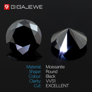 GIGAJEWE-diamante moissanita suelto de corte redondo para fabricación de joyas, color negro - Product Image 2