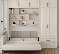 Lit Murphy moderne avec armoire et bibliothèque, lits Murphy modulaires pliables, lit mural, ensembles de meubles gain de place, style Shake