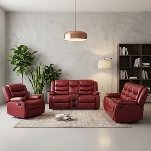 Moderno Juego de Sofás 321 de Cuero Sintético PU, Muebles Reclinables para Sala de Estar con Respaldo Acolchado y Brazos Acolchados - Product Image 4