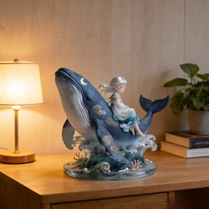 Ballena Estrella Azul: un Niño Celestial Montado en las Olas en Busca de los Sueños. Esta Escultura Fue Tallada y Fundida por Bozhiyi - Product Image 6
