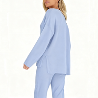 Pull élégant Survêtement Bouton Simple Lâche Bouton Tops Sport Style Ensembles Femmes Casual Pantalon Leggings