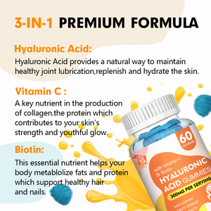 OEM Private Label Hyaluronic Acid <b>Gummies</b> with Vitamin C and <b>Biotin</b> Supplement for Healthy Skin Improve Immune System <b>Gummies</b> - Product Image 2
