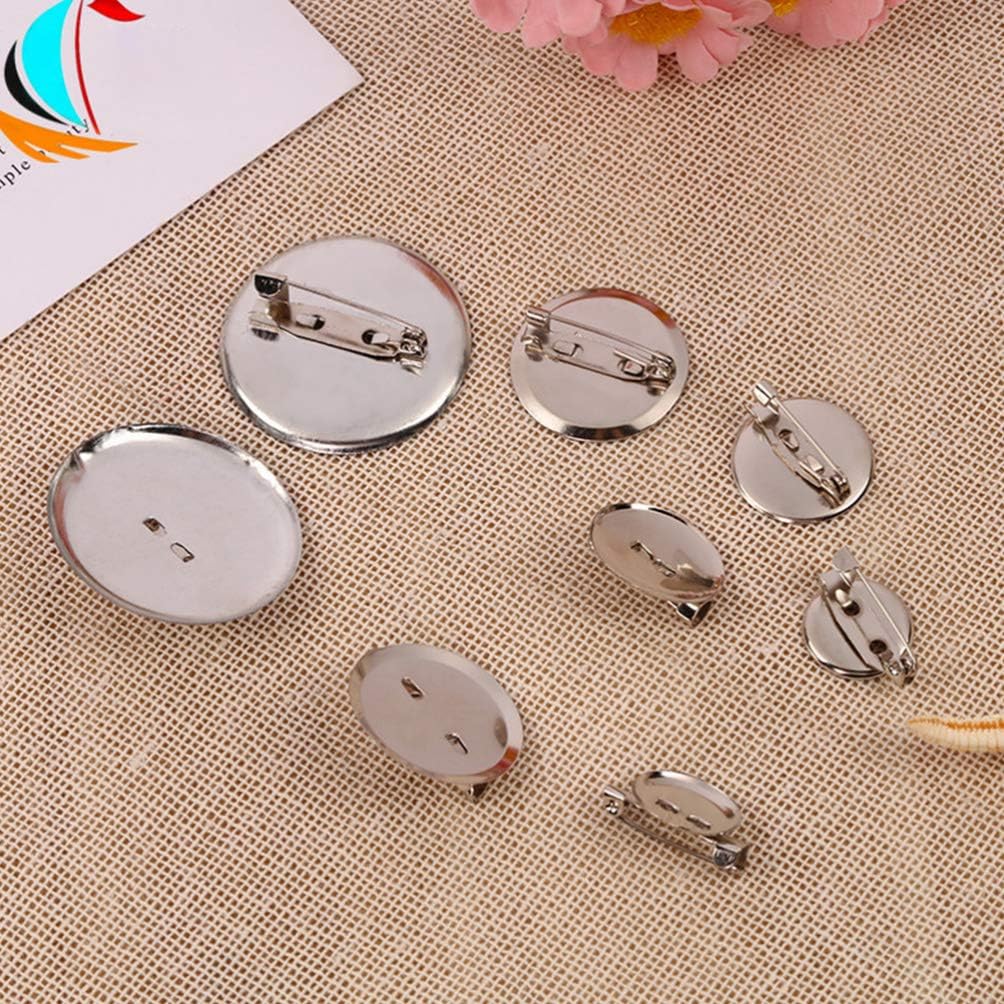 Wholesale Silver Brooch Clasps Pin Disk Base Disc Blank Thicken Cabochon Trays Round Pins for Badge Diy Jewelry Craft Making