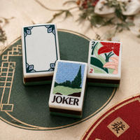 Juego de Mahjong Americano de Acrílico de 3 Capas con 160 Fichas, Diseño Oriental de Nenúfares, Base Verde, Ideal para Regalo o Noche de Juegos