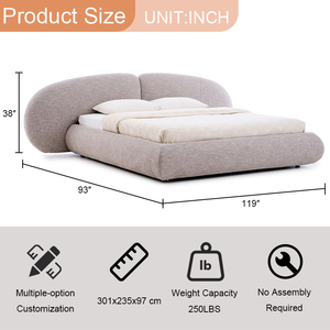 Ultimo Modello di <span class=keywords><strong>Letto</strong></span> <span class=keywords><strong>Matrimoniale</strong></span> di Lusso <span class=keywords><strong>con</strong></span> Testiera Curva, Design Semplice, Struttura in Legno, Rivestimento in Velluto, <span class=keywords><strong>con</strong></span> <span class=keywords><strong>Materasso</strong></span> per Adulti - Product Image 2