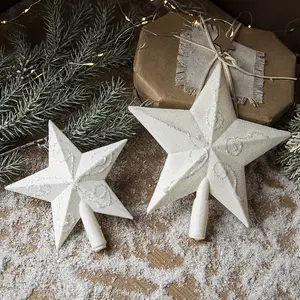 Dekorative Weihnachts baum Top Star 3D White Glitter Star Weihnachts baum Dekor Weihnachts baum Star Topper