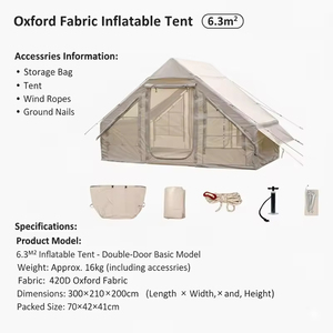 Large Luxury Waterproof Durable Airtight Double Layer <b>Inflatable</b> Tent Oxford Cloth 6.3 for Family Outdoor Travel & Camping - Product Image 6
