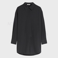 Nouvel Arrivage Personnalisé Ensemble 2 Pièces Musulman Modeste Noir Chemise Ample Boutonnée à Col Tunique et Jupe Longue Respirante Tenue Islamique