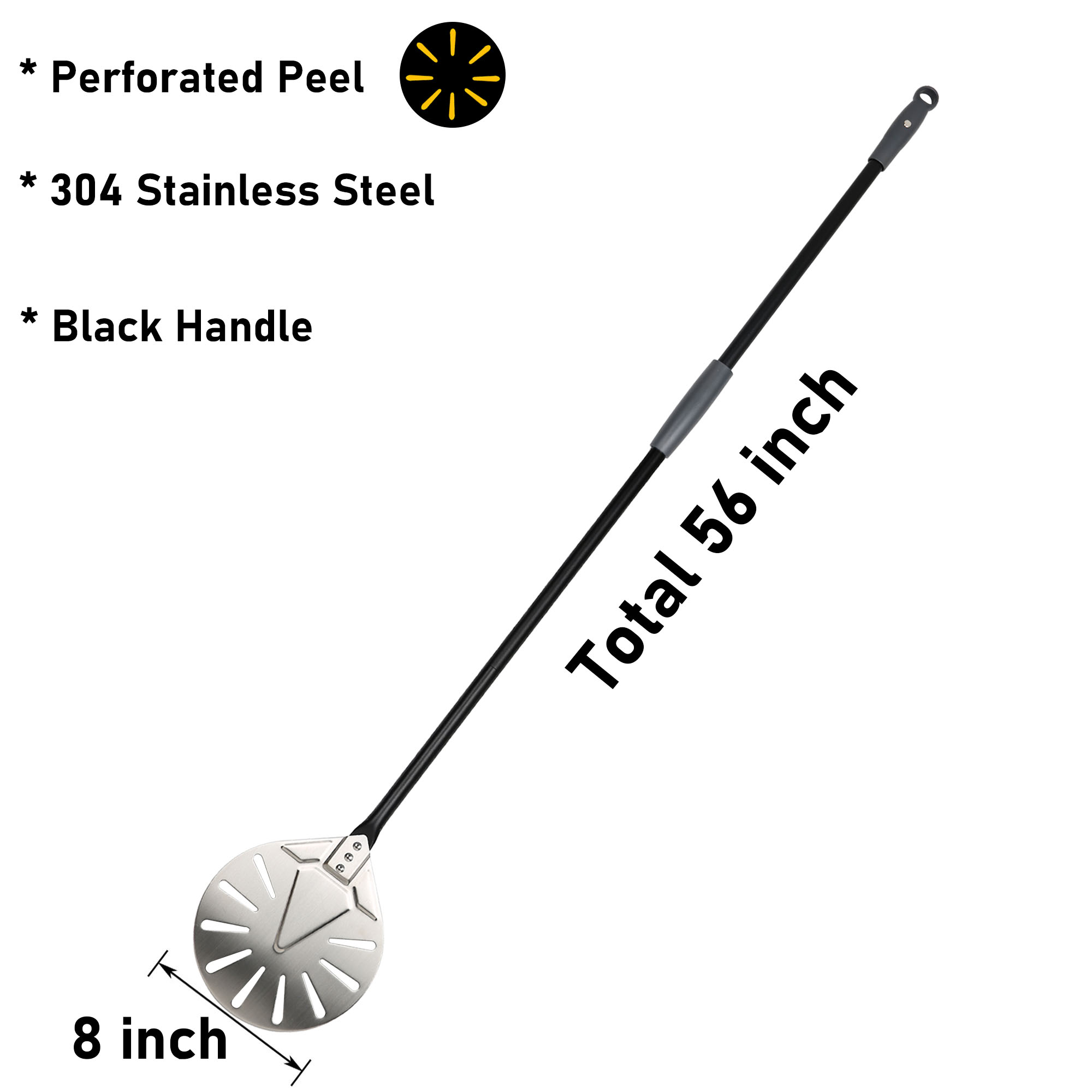 Mango largo negro perforado