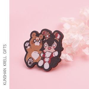 Custom Cute Bear Wood <b>Pin</b> Badge for <b>Clothes</b> Custom Lapel Wooden <b>Pin</b> Maker - Product Image 3