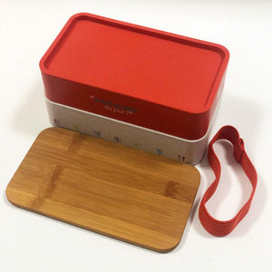 Bamboo Bento Box Student Portable Lunch Box Set Stackable Rectangle With Bamboo Lid Environment Friendly - Product Image 2