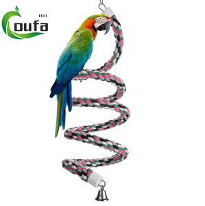 Papağan kuş ayakta oyuncaklar pamuk halat renkli oyuncak çiğnemek için Perches kuş kafesi pamuk halat kuş aksesuarları - Product Image 1