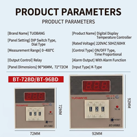 Termostato Digital TUOBANG 72/96VD OEM/ODM 72/96BD 110V/220V Universal 0-400 ℃   Controlador de Temperatura Industrial para Horno