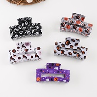 Venta al por mayor de fábrica: Pinza para el pelo con diseño de murciélago y calabaza para fiesta de Halloween, con logotipo personalizado, para peinados de mujer, accesorio para el cabello.