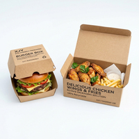 Boîte à emporter écologique en carton ondulé pour hamburgers, ailes de poulet, emballage alimentaire jetable pour restaurants