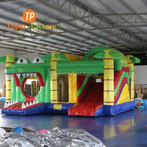 Gigantische Opblaasbare Amusement Krokodillenkasteel Verkoop Tuin Bounce Huis Opblaasbare Glijbaan Voor Kleine Kinderen