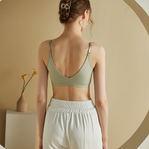 신상 여성용 V넥 뒷 파임 캐미솔, 쿨터치 씬 와이어리스 브라탑, 노브라 패드 내장 반두 이너웨어 레이어드 탱크탑 - Product Image 6