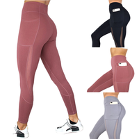 Leggings de sport pour femme à taille haute avec poches, effet ventre plat, extensibles dans les 4 sens, pour le yoga, prix usine OEM
