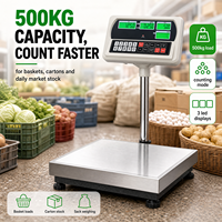 Balance électronique de plateforme, capacité 500 kg, précision 50 g, 500x600 mm, acier inoxydable, écran LCD, balance calculatrice de prix pour magasins