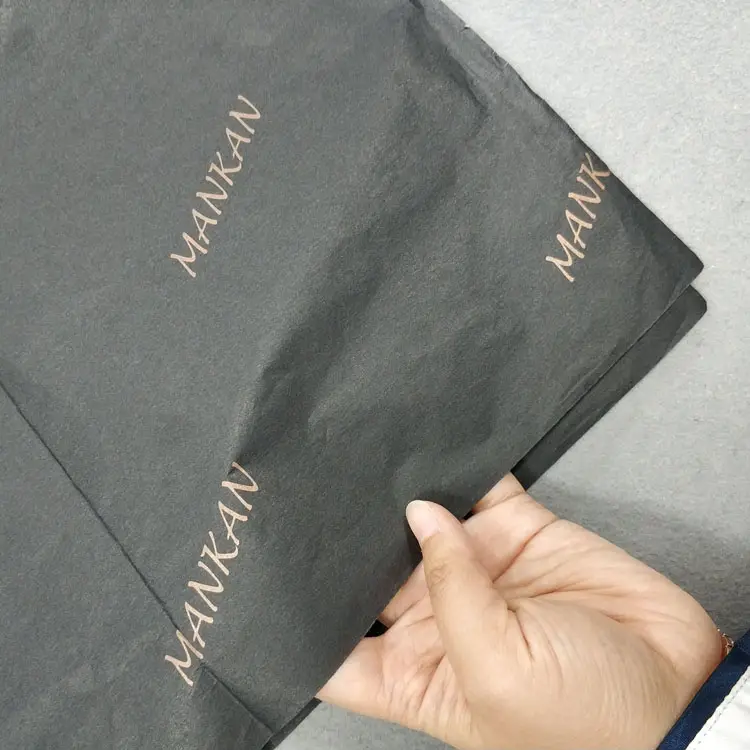 ジュエリーギフト用の高級ブラックカスタムローズゴールドロゴ包装紙ティッシュペーパー包装包装紙ロール
