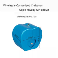 Nouvelle conception de boîte de rangement pour bijoux en plastique, boîte de rangement pour boucles d'oreilles en forme de pomme de Noël, emballage