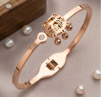 Bracelet papillon givré en acier inoxydable de style japonais et coréen pour femmes, plaqué or rose, accessoire de mode