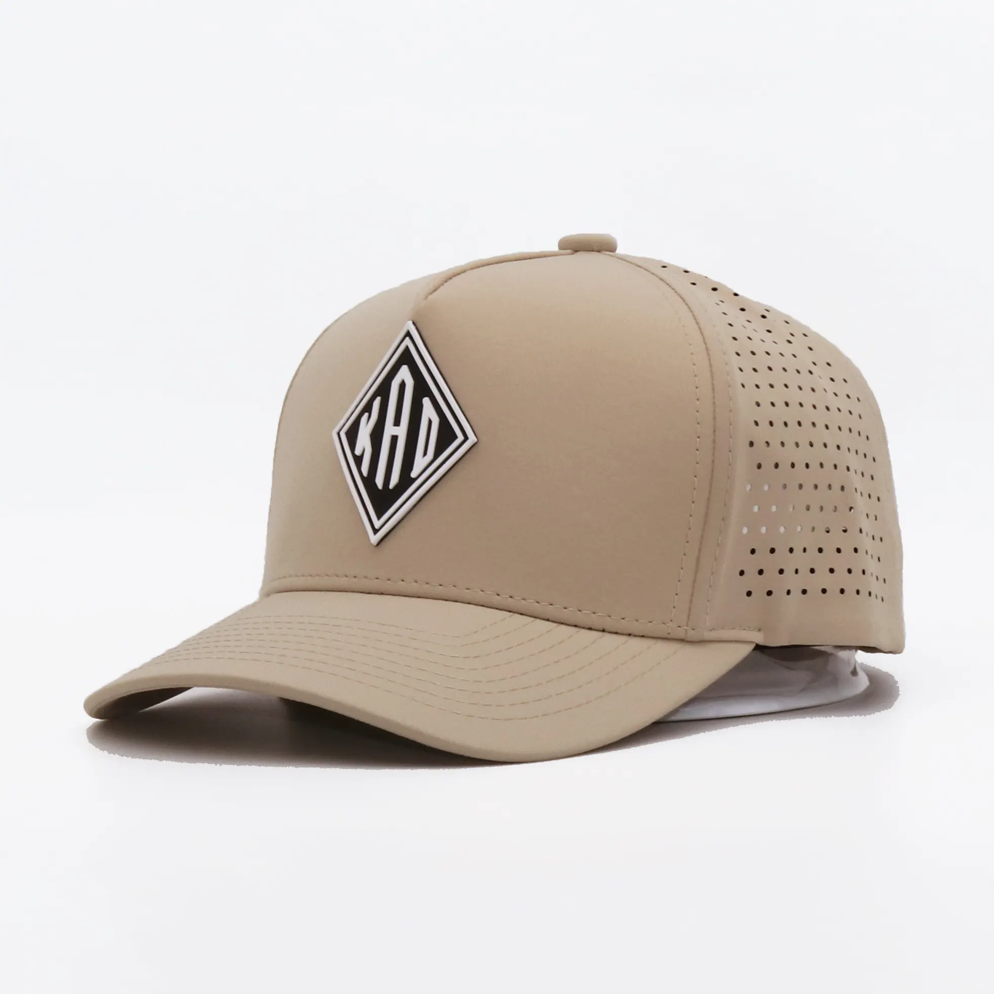 Custom Logo 5 Panel Waterproof PVC Logo Laser Cut Hole Perforated Performance Hat Gorras Golf Cap Baseball Dad Cap