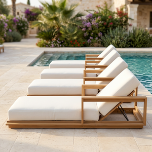 Chaise longue de piscine moderne d'extérieur avec coussin, lit de repos imperméable en aluminium pour villa, jardin, hôtel - Product Image 1