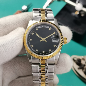 Montre-bracelet automatique classique de luxe pour homme, bracelet en acier inoxydable 36 mm, double calendrier - Product Image 3