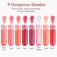 Gloss à lèvres personnalisé pour mariage, marque privée, naturel, anti-adhésif, avec logo, couvercle plat transparent rose circulaire