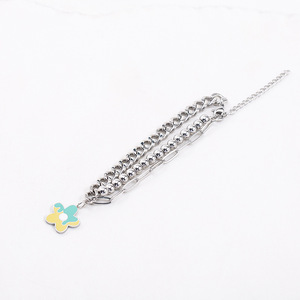 ญี่ปุ่นสไตล์เกาหลีไทเทเนียมเหล็กชั้นลูกปัดสร้อยข้อมือดอกไม้สำหรับผู้หญิงผู้ชายฤดูร้อน 2022 เครื่องประดับแฟชั่น - Product Image 4