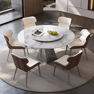 Ensemble <span class=keywords><strong>de</strong></span> <span class=keywords><strong>table</strong></span> à manger extensible ronde avec 4 chaises, <span class=keywords><strong>table</strong></span> à manger rotative <span class=keywords><strong>en</strong></span> marbre, <span class=keywords><strong>6</strong></span> pièces, <span class=keywords><strong>table</strong></span> à manger <span class=keywords><strong>en</strong></span> pierre frittée chinoise, plateau tournant - Product Image 5