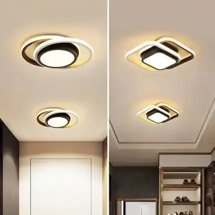 Moderna illuminazione quadrata a doppio scopo in legno plafoniera corridoio camera da letto Led Smart Home Light