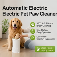 USMILEPET Gobelet de lavage pour pattes d'animaux, nettoyeur automatique de pattes de chien électrique, brosses en silicone rotatives à 360°, nettoyeur de pattes de chien USB