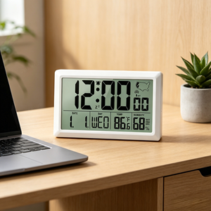 Custom OEM <strong>Large</strong> Digital Radio Controlled <strong>Clock</strong> LCD Display Temp Humidity Alarm Date Week Backlight RCC <strong>Wall</strong> Desk <strong>Clock</strong> - Product Image 1