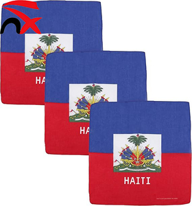 Sciarpa Quadrata alla Moda 55*55cm <span class=keywords><strong>in</strong></span> Cotone con Bandiera di Haiti, Foulard per Capelli per Uomo e Donna, Idea <span class=keywords><strong>Regalo</strong></span> - Product Image 6