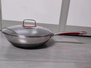 Sartén <span class=keywords><strong>Wok</strong></span> Redonda Antiadherente de Acero Inoxidable de Doble Cara con Diseño de Panal de Abeja KENGQ, la Más Vendida, para Todo Tipo de Estufas - Product Image 2