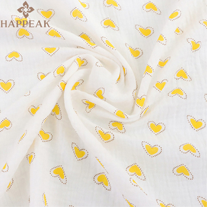 HAPPEAK quantité minimale de commande bas <span class=keywords><strong>Double</strong></span> <span class=keywords><strong>gaze</strong></span> mousseline tissu <span class=keywords><strong>coeur</strong></span> imprimé coton crêpe <span class=keywords><strong>gaze</strong></span> tissus Textile pour serviettes - Product Image 4