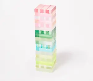 RAY YI custom healthy mini jenga clear Iridescence acrylic tumbling tower game with kids girls/boys toys 2024