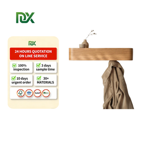 Porte-manteau mural moderne en placage de bois massif avec crochets cachés pour entrée - Product Image 1