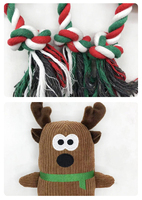 Jouet à mâcher pour chien en peluche de cerf de Noël personnalisé, avec corde et couineur, durable, lavable en machine, pour chiens de petite/moyenne/grande taille, pour l'entraînement